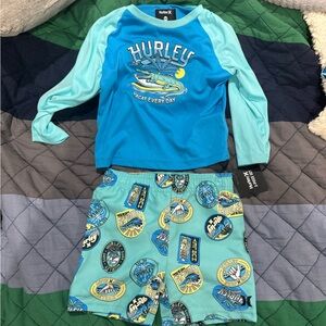 Hurley Kids' Blue and Aqua Swimwear Set